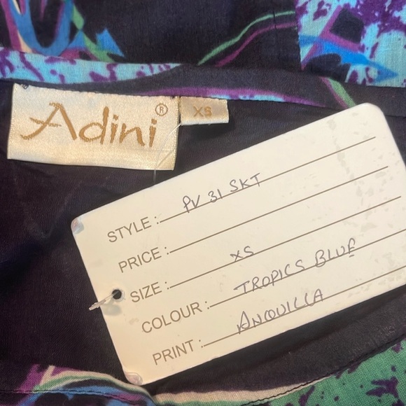 NWT Vintage Adini Lined Skirt Cotton Anquilla Print India Size XS NWT - Picture 3 of 6